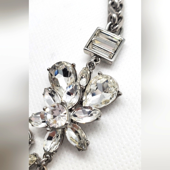 KATE SPADE NY-Electric Garden Crystal floral rhinestone necklace-vintage -silver - Picture 5 of 11